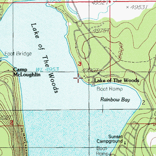 Topographic Map of Lake of the Woods Post Office (historical), OR