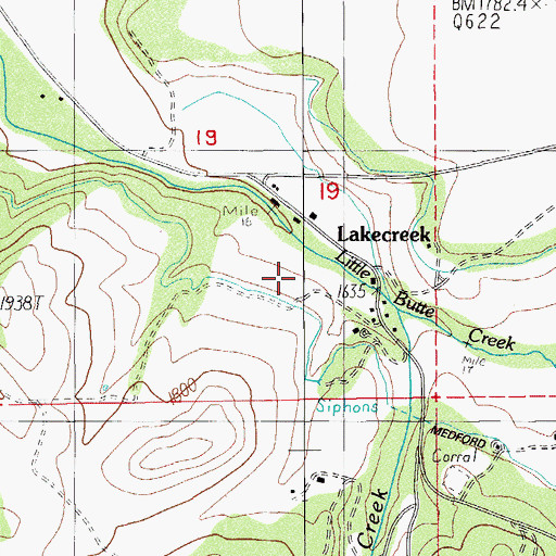 Topographic Map of Lakecreek Post Office (historical), OR