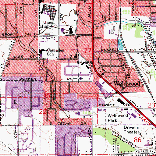 Topographic Map of Lebanon Post Office, OR