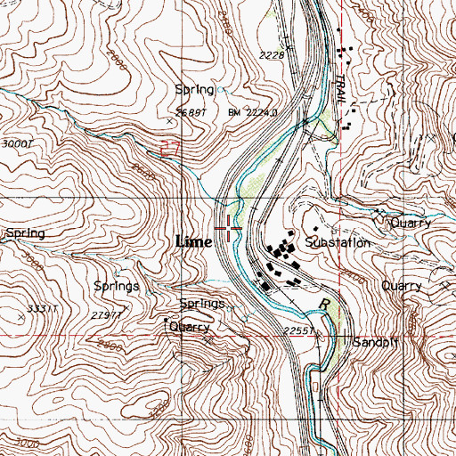 Topographic Map of Lime Post Office (historical), OR