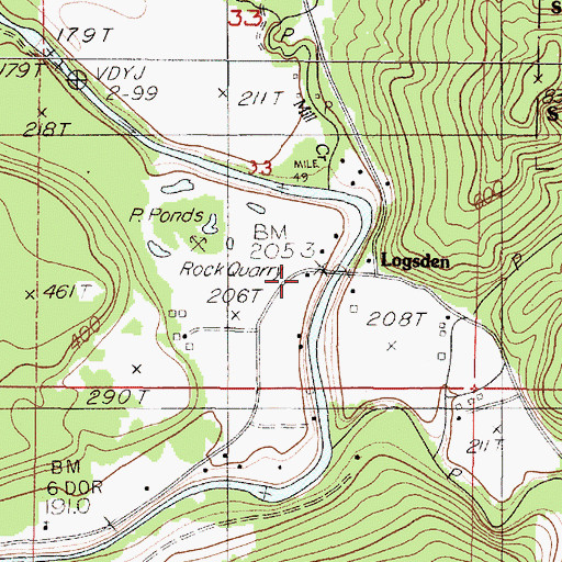 Topographic Map of Logsden Post Office, OR