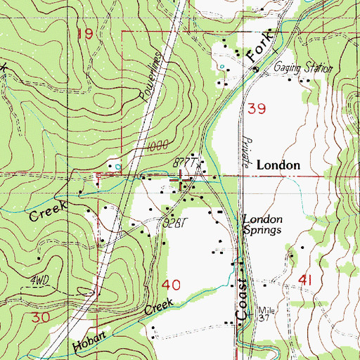 Topographic Map of London Post Office (historical), OR