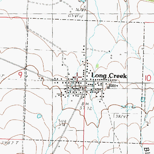 Topographic Map of Long Creek Post Office, OR