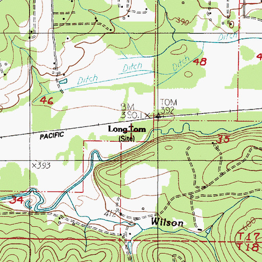 Topographic Map of Long Tom Post Office (historical), OR