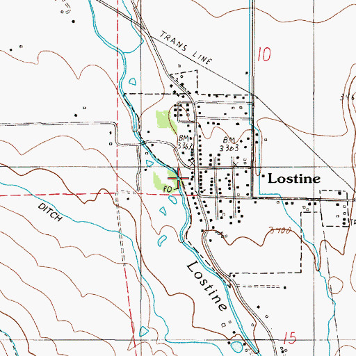 Topographic Map of Lostine Post Office, OR
