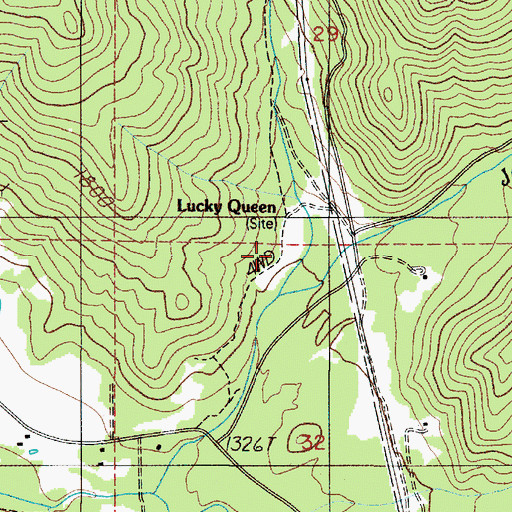 Topographic Map of Lucky Queen Post Office (historical), OR