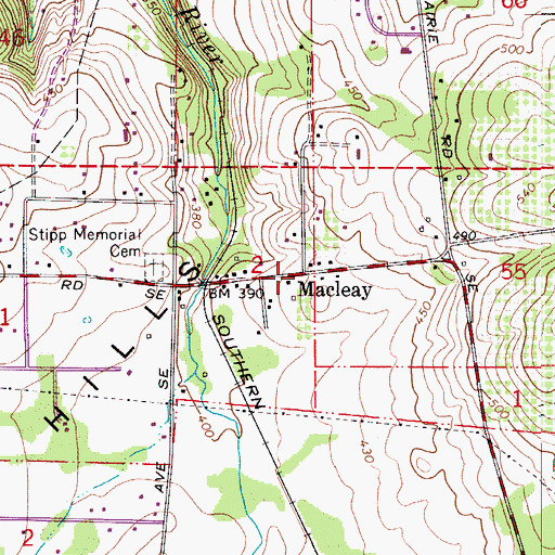 Topographic Map of Macleay Post Office (historical), OR