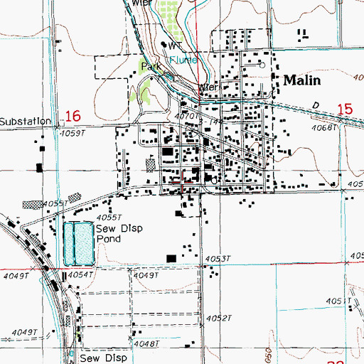Topographic Map of Malin Post Office, OR