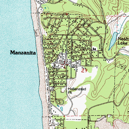 Topographic Map of Manzanita Post Office, OR