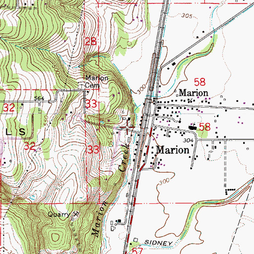 Topographic Map of Marion Post Office, OR