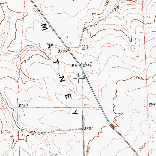Topographic Map of Matney Post Office (historical), OR