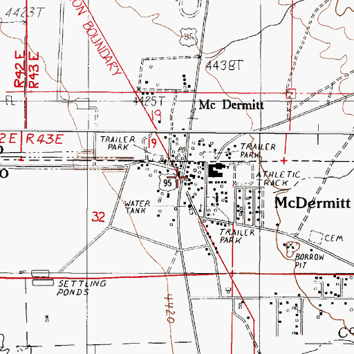 Topographic Map of McDermitt Post Office (historical), OR