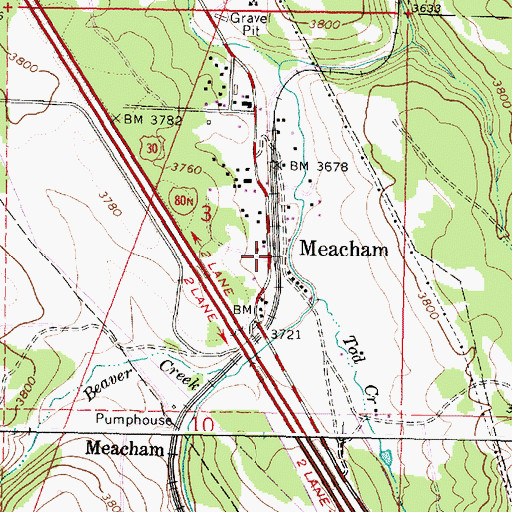 Topographic Map of Meacham Post Office, OR