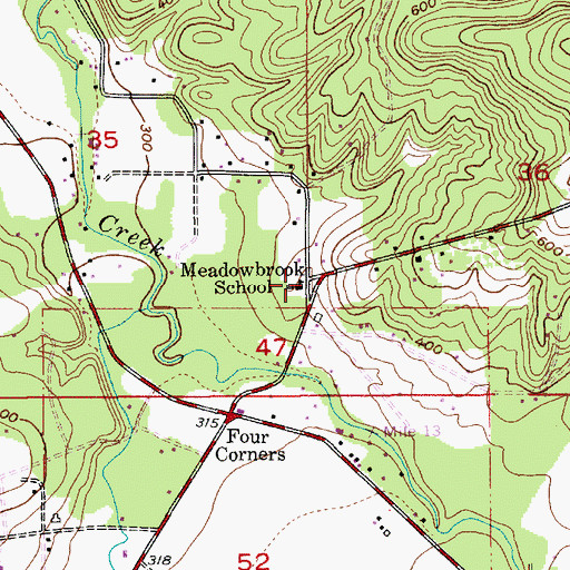 Topographic Map of Meadowbrook Post Office (historical), OR