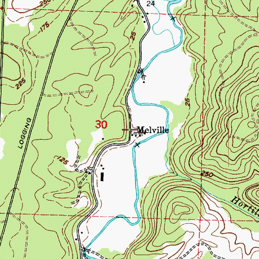 Topographic Map of Melville Post Office (historical), OR