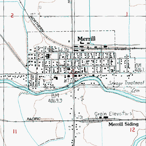 Topographic Map of Merrill Post Office, OR