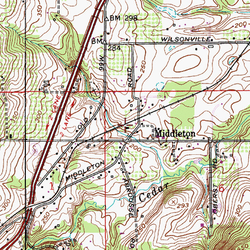 Topographic Map of Middleton Post Office (historical), OR
