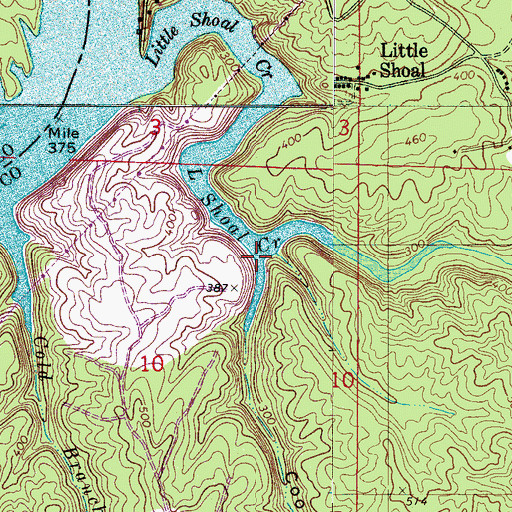 Topographic Map of Coon Hollow, AL