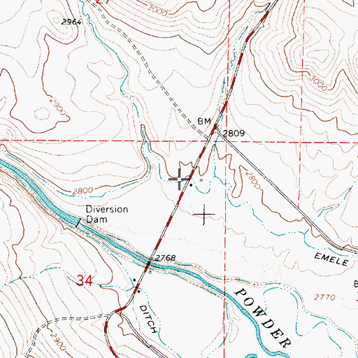 Topographic Map of Miles Post Office (historical), OR