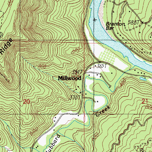 Topographic Map of Millwood Post Office (historical), OR