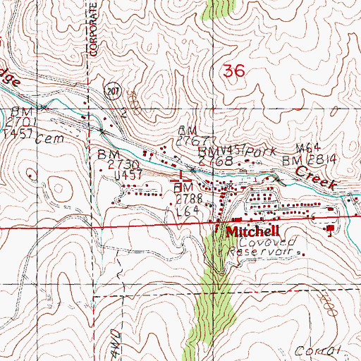 Topographic Map of Mitchell Post Office, OR