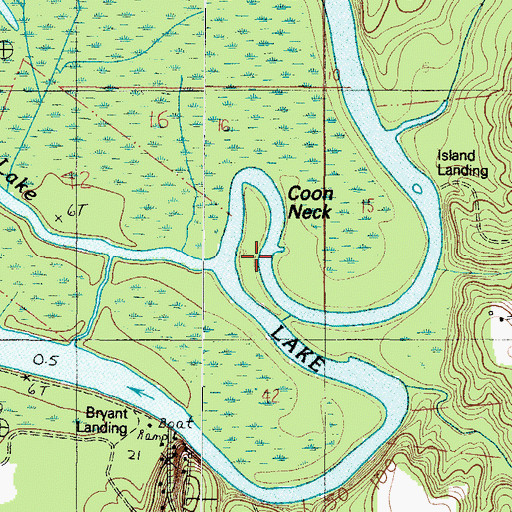 Topographic Map of Coon Neck, AL