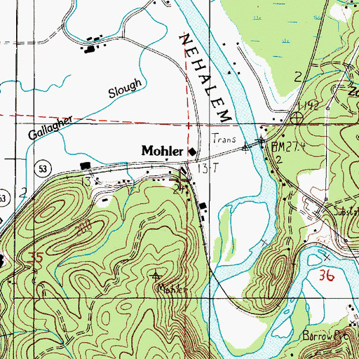 Topographic Map of Mohler Post Office (historical), OR