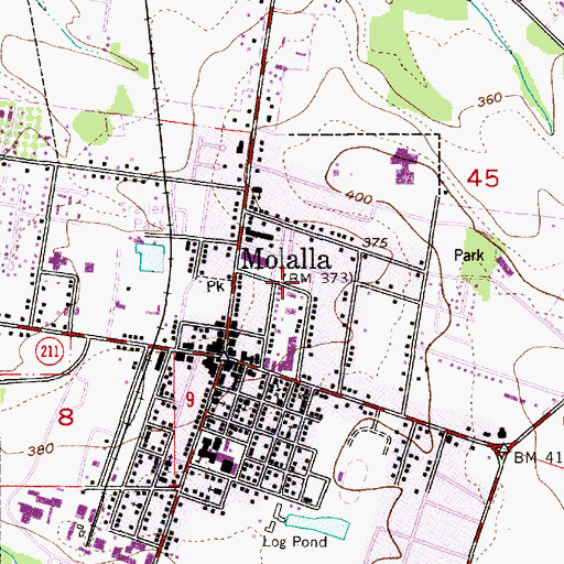 Topographic Map of Molalla Post Office, OR