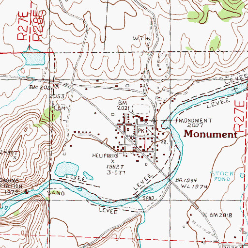 Topographic Map of Monument Post Office, OR