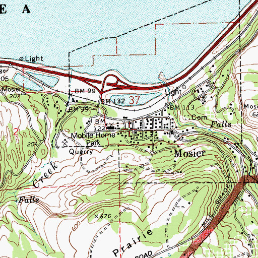 Topographic Map of Mosier Post Office, OR