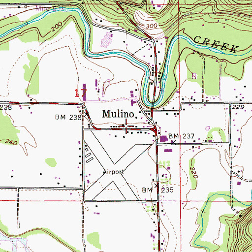 Topographic Map of Mulino Post Office, OR