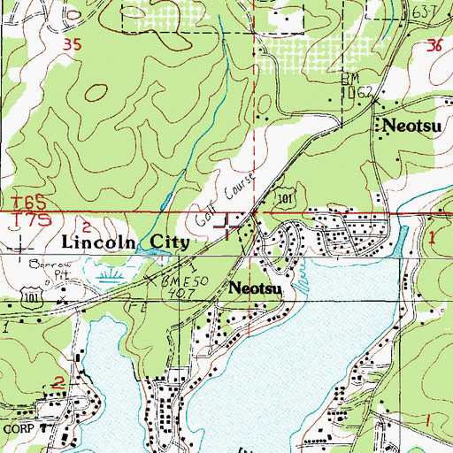 Topographic Map of Neotsu Post Office, OR