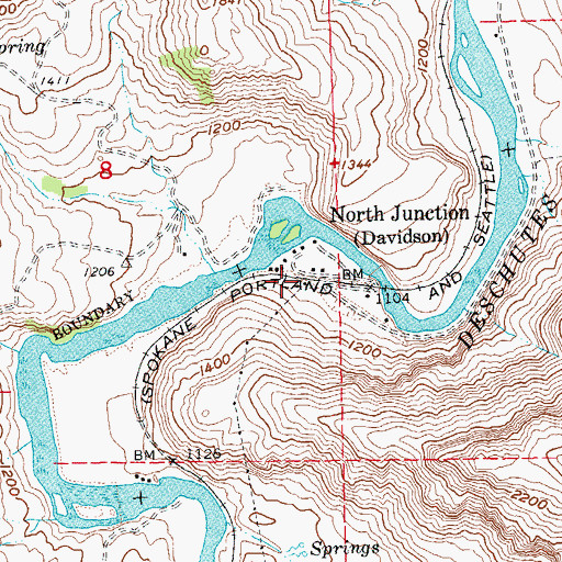 Topographic Map of North Junction Post Office (historical), OR