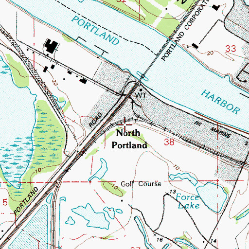 Topographic Map of North Portland Post Office (historical), OR
