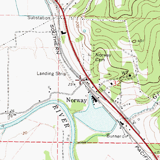 Topographic Map of Norway Post Office, OR