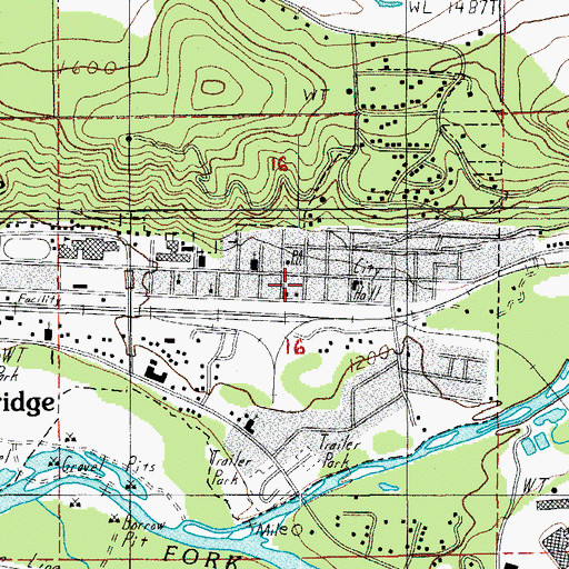 Topographic Map of Oakridge Post Office, OR