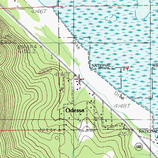 Topographic Map of Odessa Post Office (historical), OR