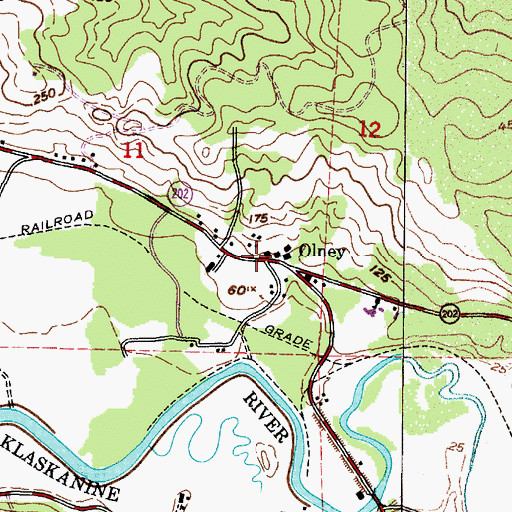 Topographic Map of Olney Post Office (historical), OR