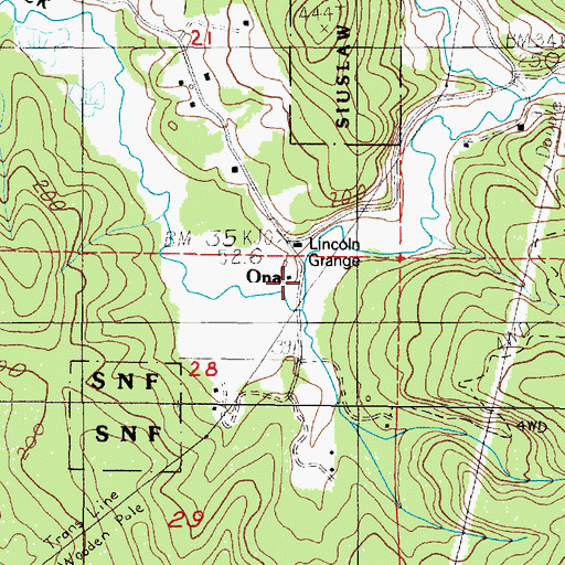 Topographic Map of Ona Post Office (historical), OR