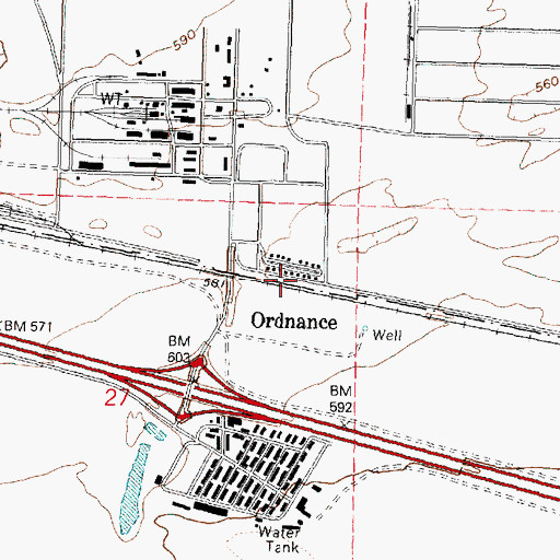Topographic Map of Ordnance Post Office (historical), OR