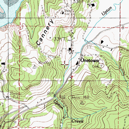 Topographic Map of Oretown Post Office (historical), OR