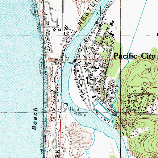 Topographic Map of Pacific City Post Office, OR