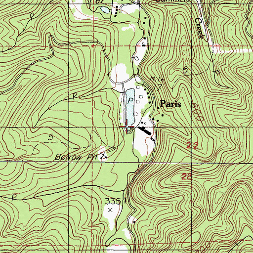 Topographic Map of Paris Post Office (historical), OR