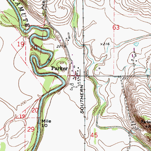 Topographic Map of Parker Post Office (historical), OR