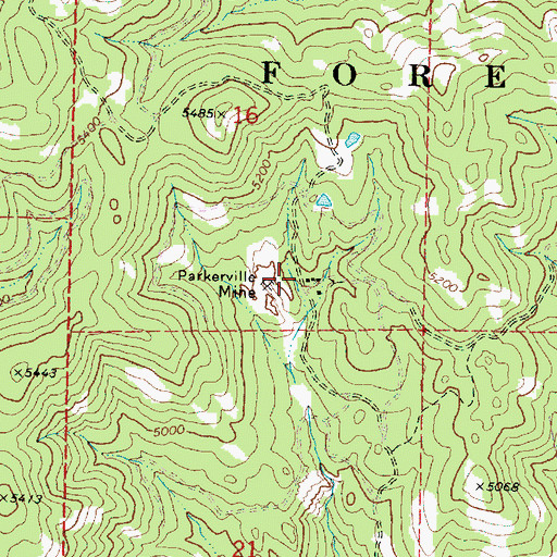 Topographic Map of Parkersville Post Office (historical), OR