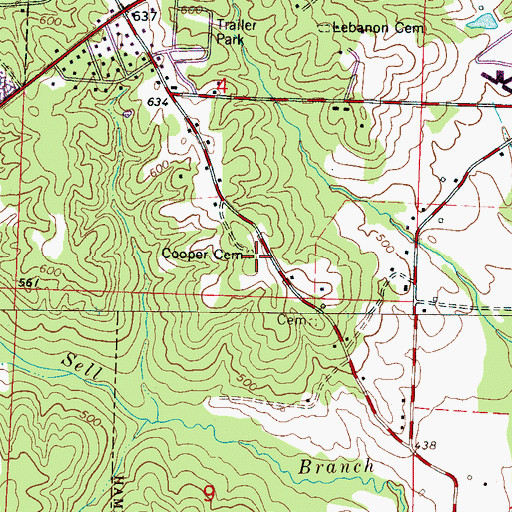 Topographic Map of Cooper Cemetery, AL
