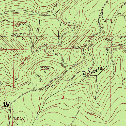 Topographic Map of Peak Post Office (historical), OR