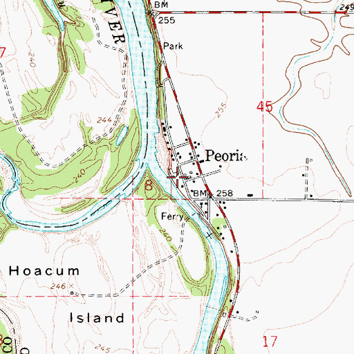 Topographic Map of Peoria Post Office (historical), OR