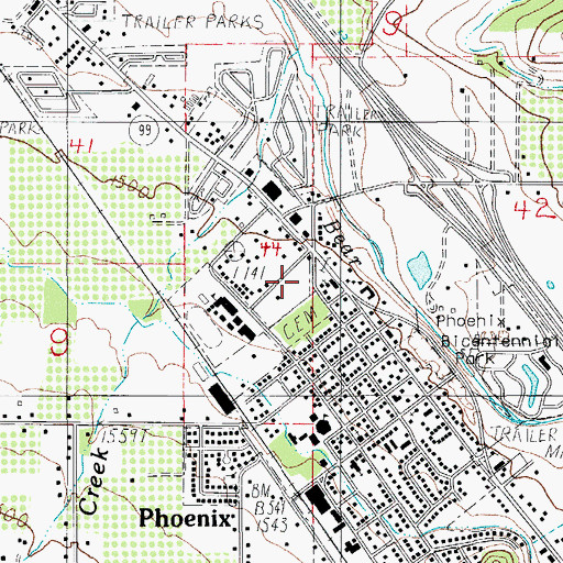 Topographic Map of Phoenix Post Office, OR