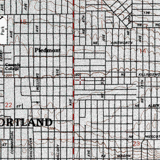Topographic Map of Piedmont Post Office, OR